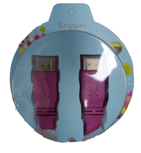 Grippes HDMI 2.0 flat cable UHD in purple packaging for high-quality video and audio transfer