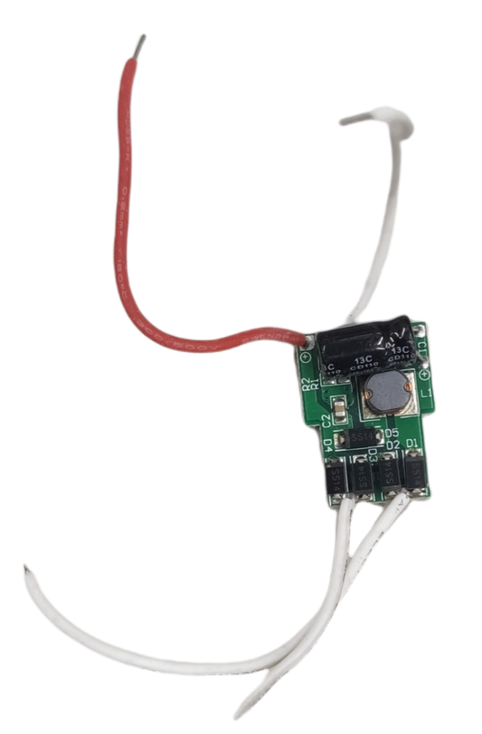Grippes LED Driver for LED Chips 12V DC circuit board with red and white wiring connections