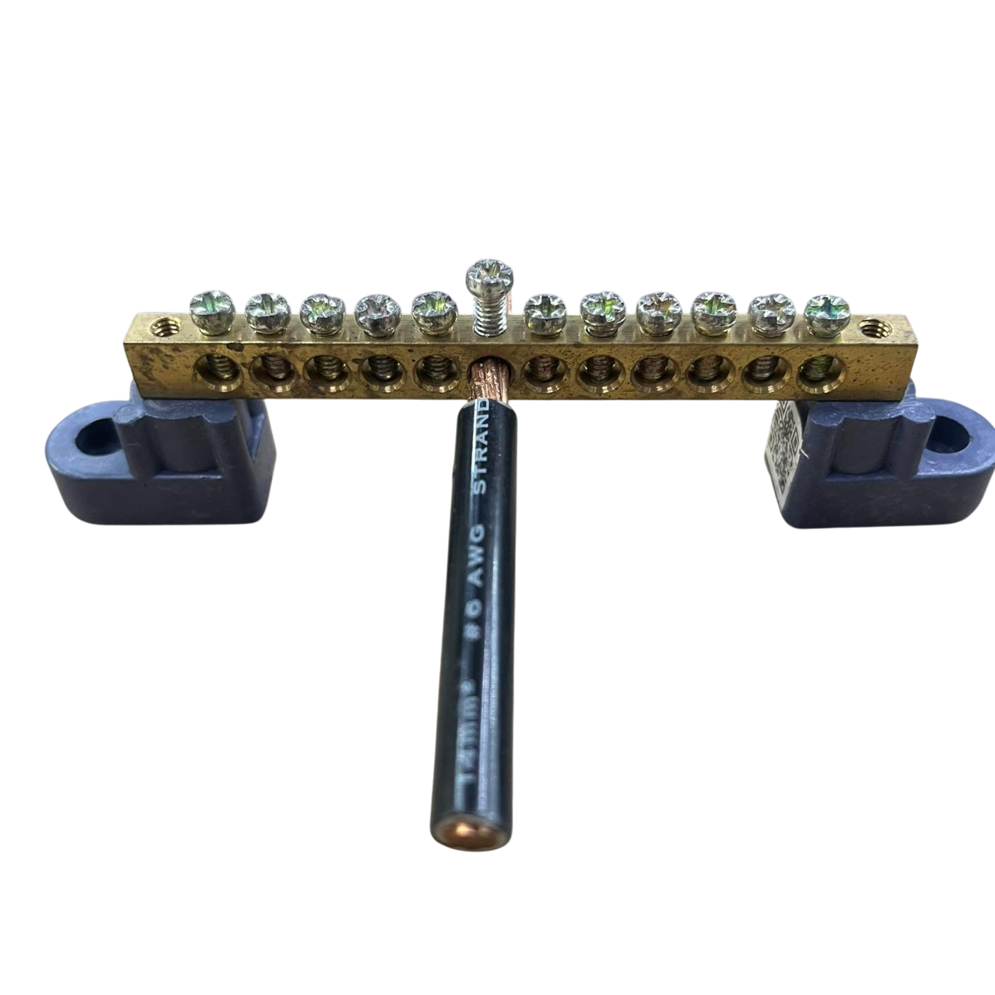 Grippes grounding bus bar 12 hole with brass construction and secure mounting for electrical applications