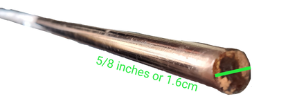 Local copper plated grounding rod 1 meter closeup end view showing five eighths inch or one point six centimeters diameter