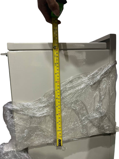 Local panel board with a measuring tape showing dimensions for Gutter 2400mm x 350mm x 300mm