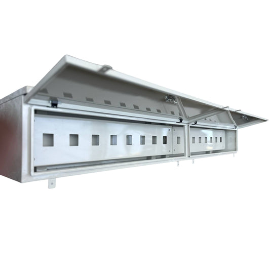 Local panel board with open compartments featuring Gutter 2400mm x 350mm x 300mm design