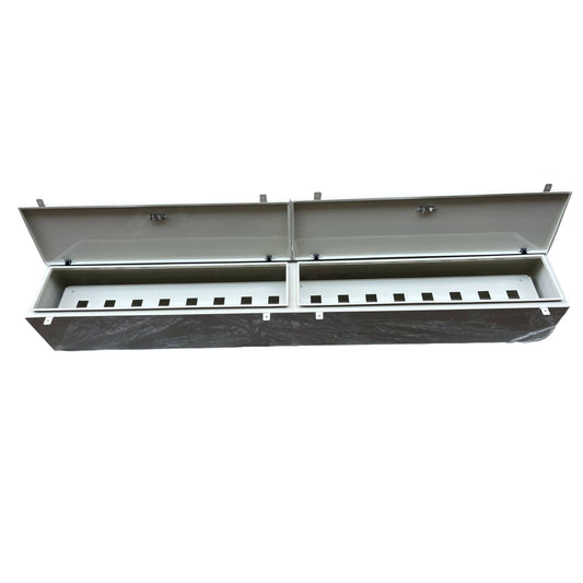 Local panel board Gutter 2400mm x 350mm x 300mm with open lids showing internal compartments