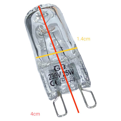 Clear light bulb with measurements on a white background