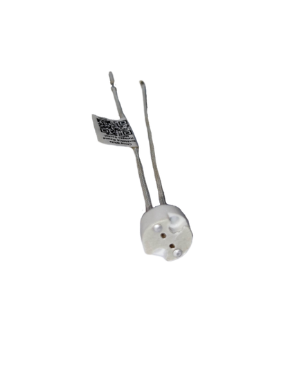 Halogen Pin Type Socket GY5.3 Round 100W white ceramic base with attached wires for lighting installation