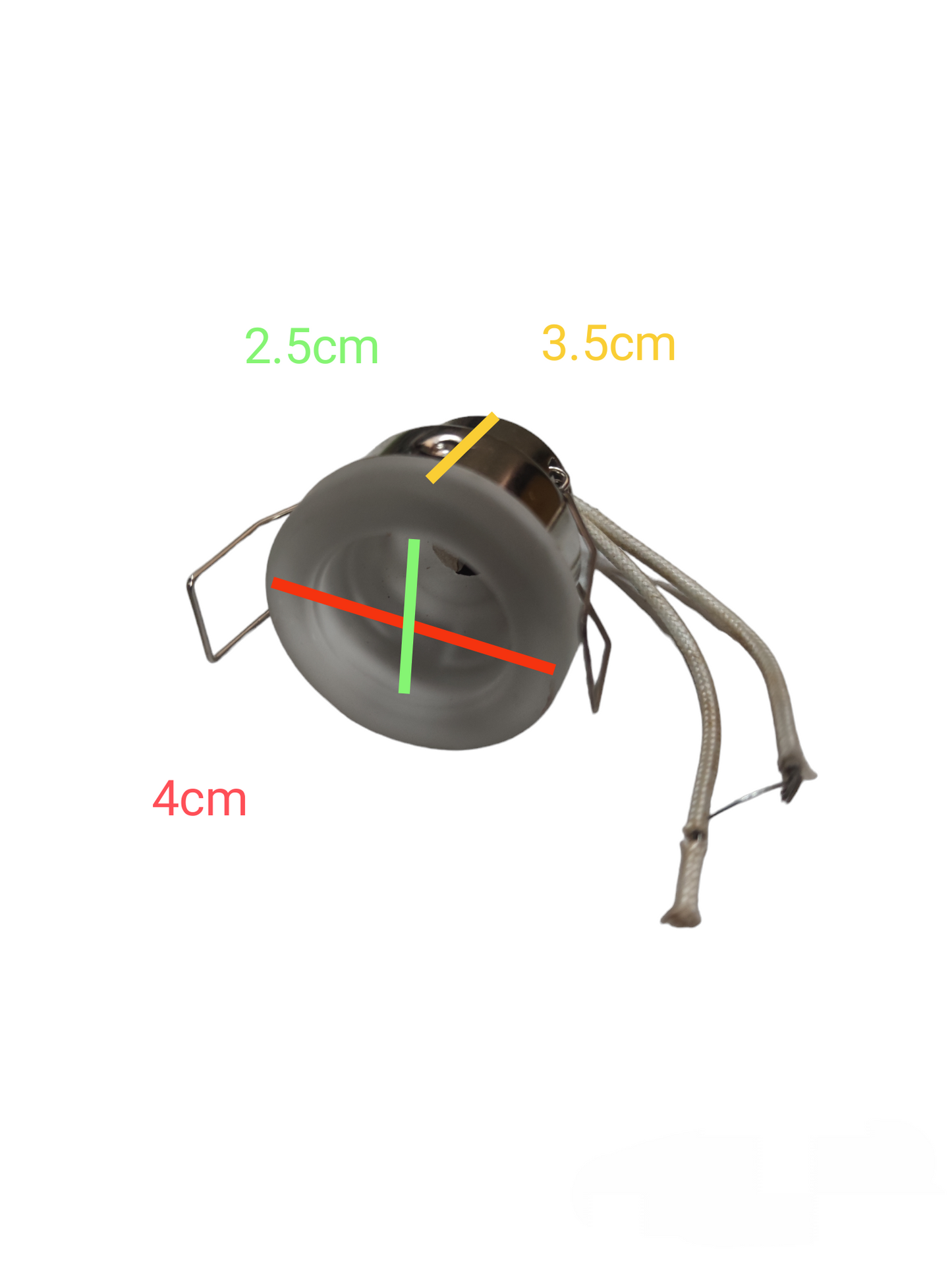 Halogen Socket Fixture Glass Type for easy installation with dimensions 4cm diameter and 2.5cm height