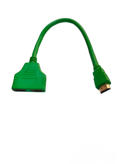 Green HDMI splitter 1 to 2 cable for connecting one device to two displays