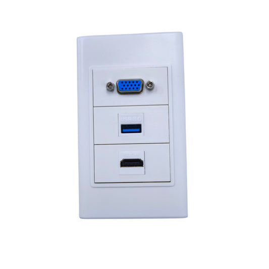 Grippes HDMI VGA USB wall outlet with multiple ports for seamless connectivity