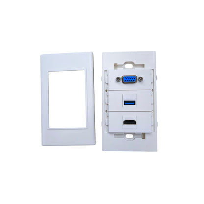 Grippes HDMI VGA USB wall outlet for easy connection of various devices in one panel