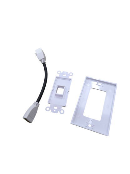 Grippes HDMI wall outlet with cord including white faceplate and mounting bracket for clean cable management