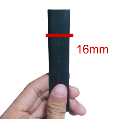 Hand holding a black 16mm Heat Shrinkable Tube Black for cable management from China