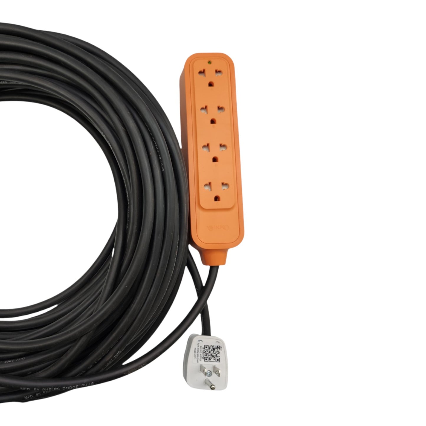 Omni 4 Gang  15 Meters Heavy Duty Extension Cord  15A 250V Royal Cord 14/2 Phelps Dodge  Plug WHG-008 Outlet WRO-104, Extension Leads