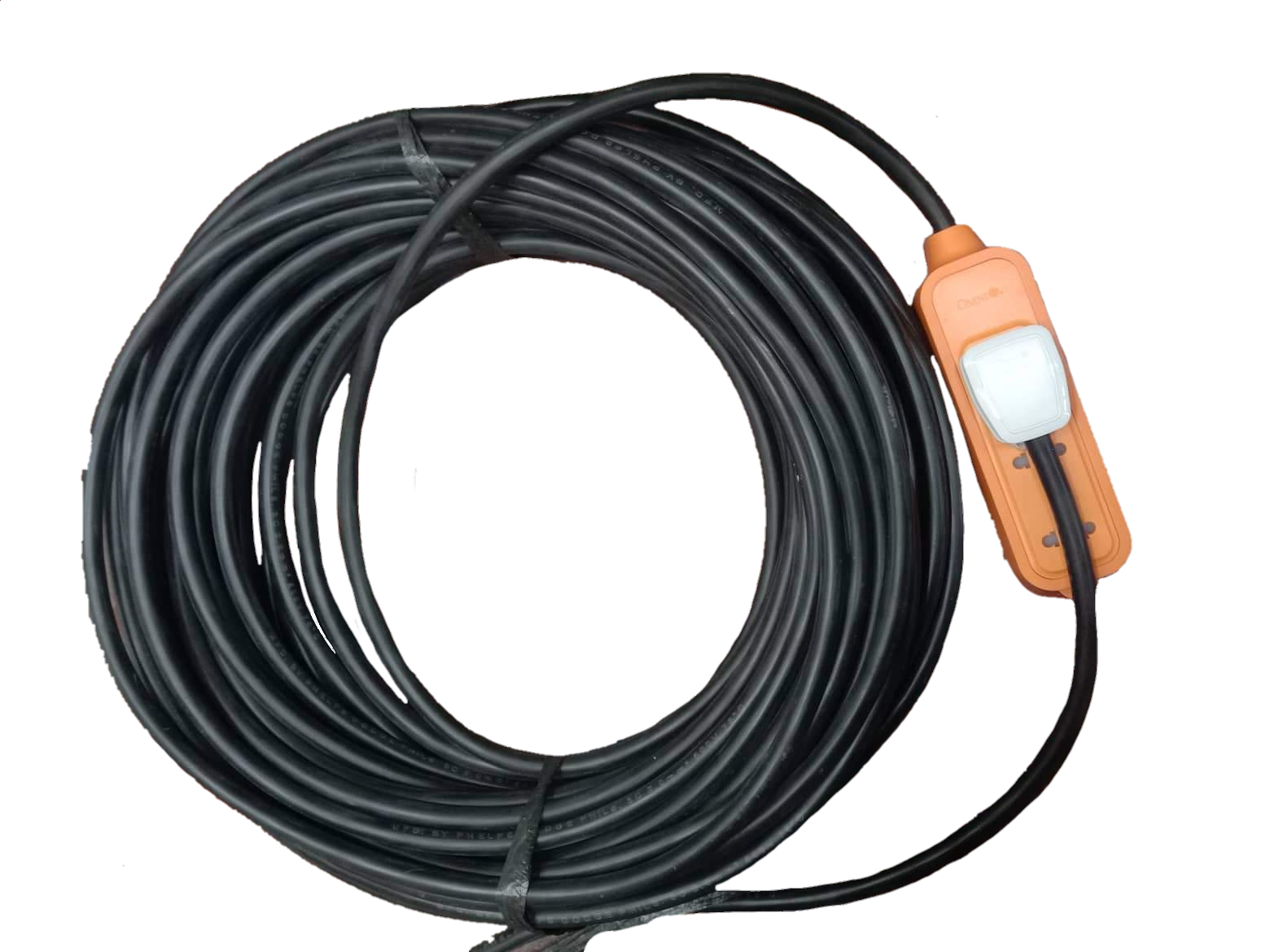 Omni & Phelps Dodge heavy duty extension cord with ground in black with orange power strip