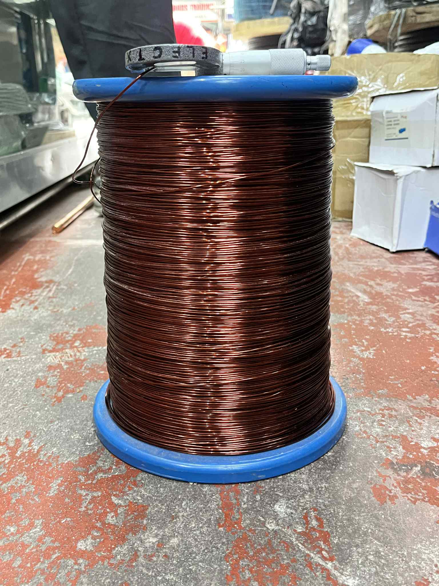 Philflex Heavy Formix Magnet Wire AWG 16 400G wound on a blue spool for electrical applications