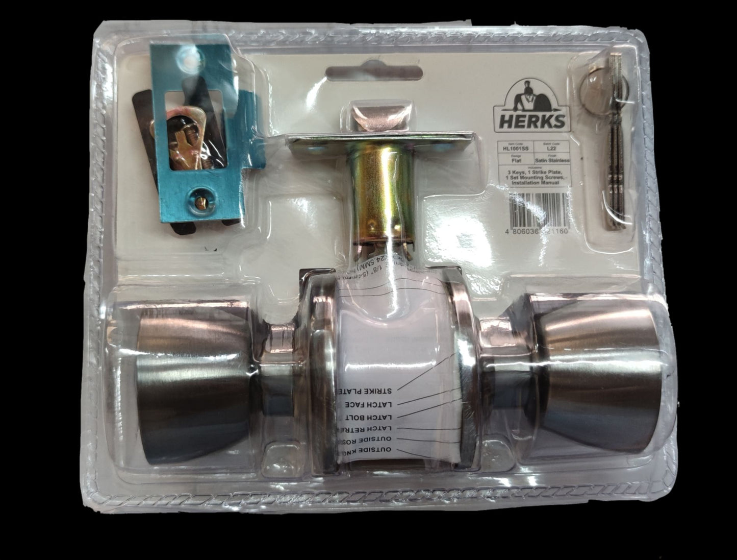 Herks Lock Set Herks 60mm Lockset stainless steel digital door lock set with keys and latch components