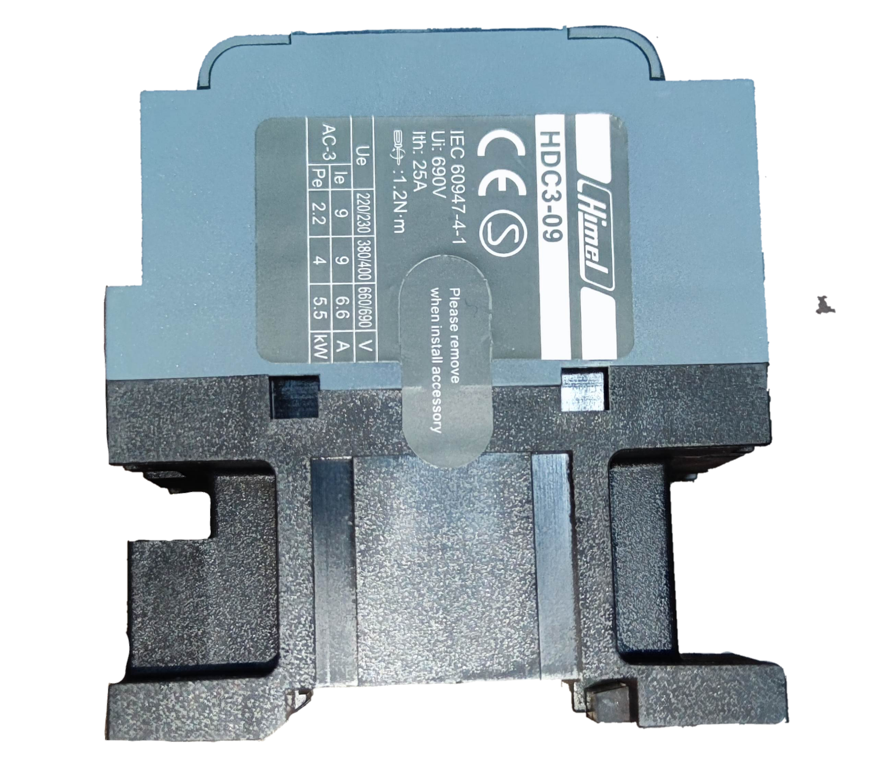 Himel magnetic contactor 9A 220V with a robust design for reliable electrical control