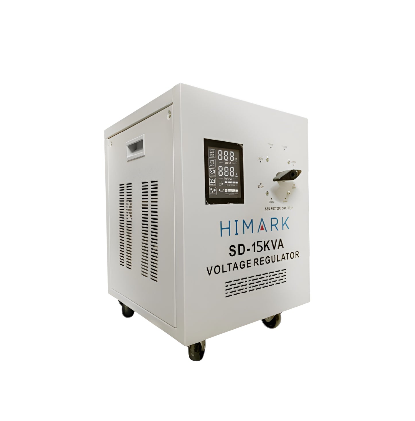 Himark 15KVA Variable Transformer white voltage regulator with digital display and knob controls