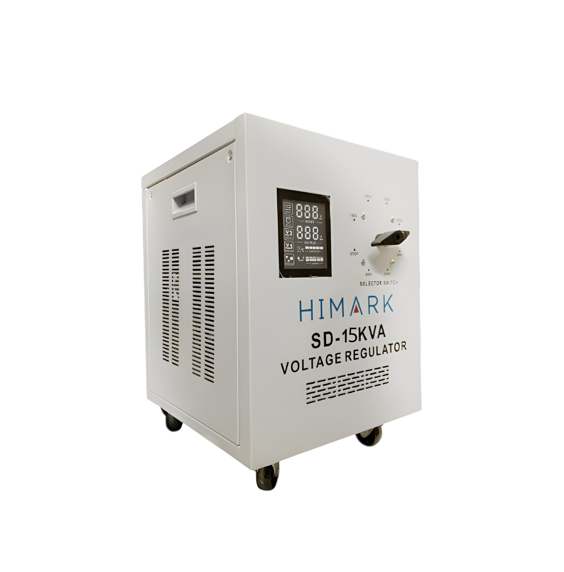 Himark 15KVA Variable Transformer white voltage regulator with digital display and knob controls