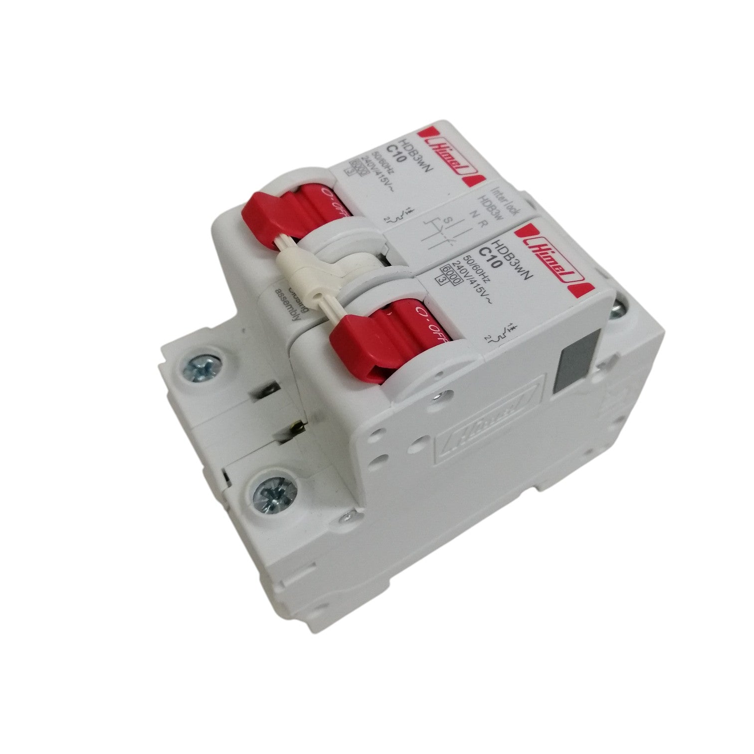 Himel 16 amp 1 pole MTS breaker white modular circuit breaker with red toggles for residential panels