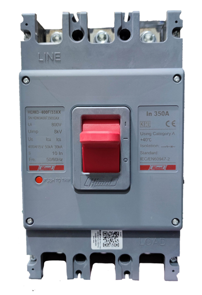 Himel 350A Industrial Circuit Breaker 3 Phase gray electrical breaker with red switch