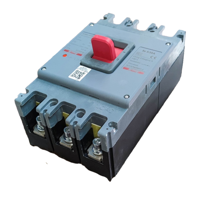 Himel 630A Industrial Circuit Breaker 3 Phase with red switch and heavy-duty electrical connections