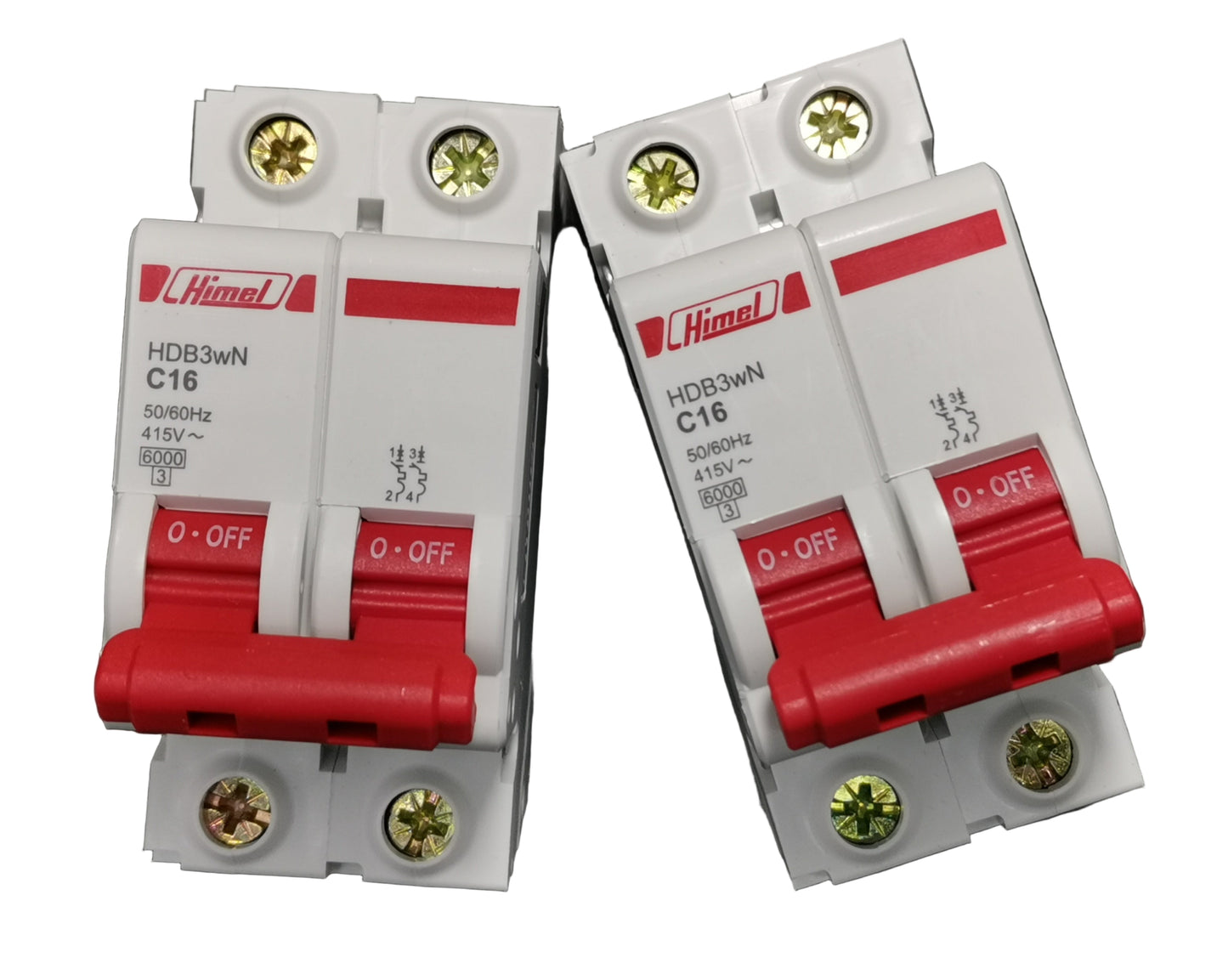 Himel Circuit Breaker 16A 2Pole 6 KAIC with Red Switch for Electrical Safety