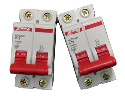 Himel Circuit Breaker 16A 2Pole 6 KAIC with Red Switch for Electrical Safety