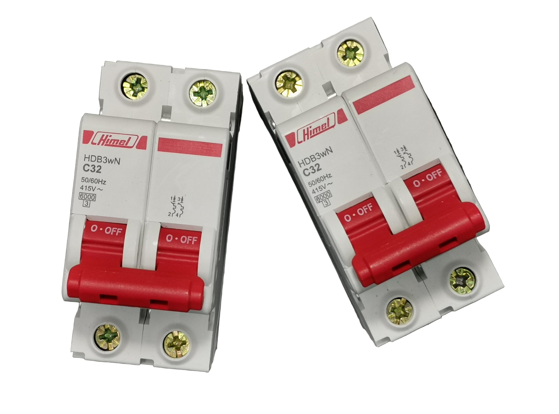 Electx Electrical Supply double pole miniature circuit breakers with red toggles Circuit Breaker 32A 2Pole 6 KAIC