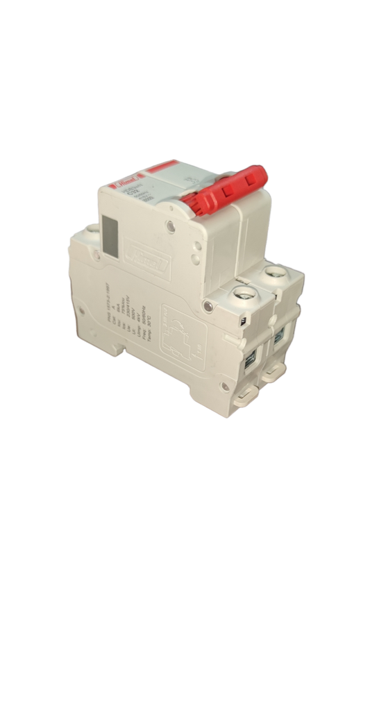 Electx Electrical Supply white dual pole DIN rail Circuit Breaker 32A 2Pole 6 KAIC with red toggle