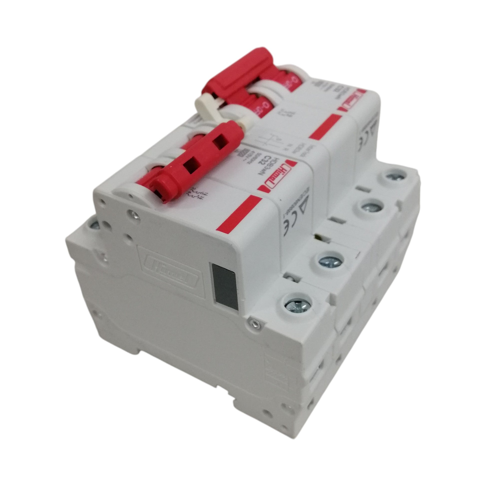 Himel manual transfer switch 32A three pole circuit breaker white housing with red handles