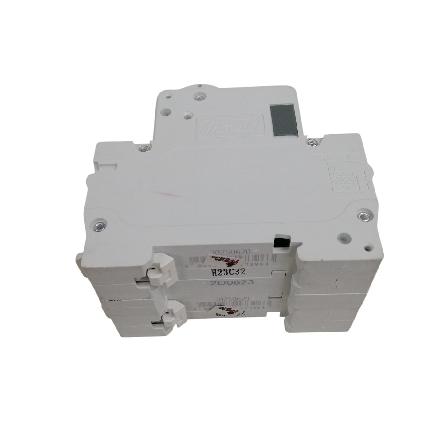 Himel manual transfer switch 32A white dual pole circuit breaker compact DIN rail mount unit