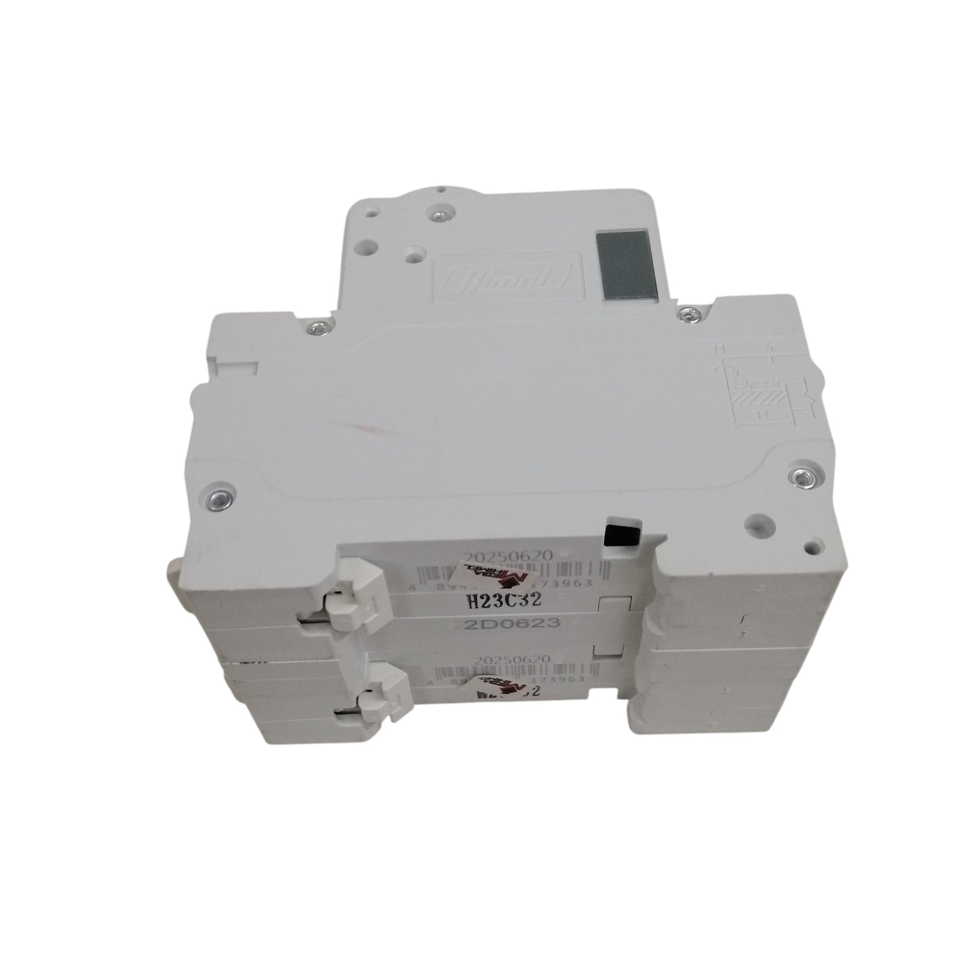 Himel manual transfer switch 32A white dual pole circuit breaker compact DIN rail mount unit