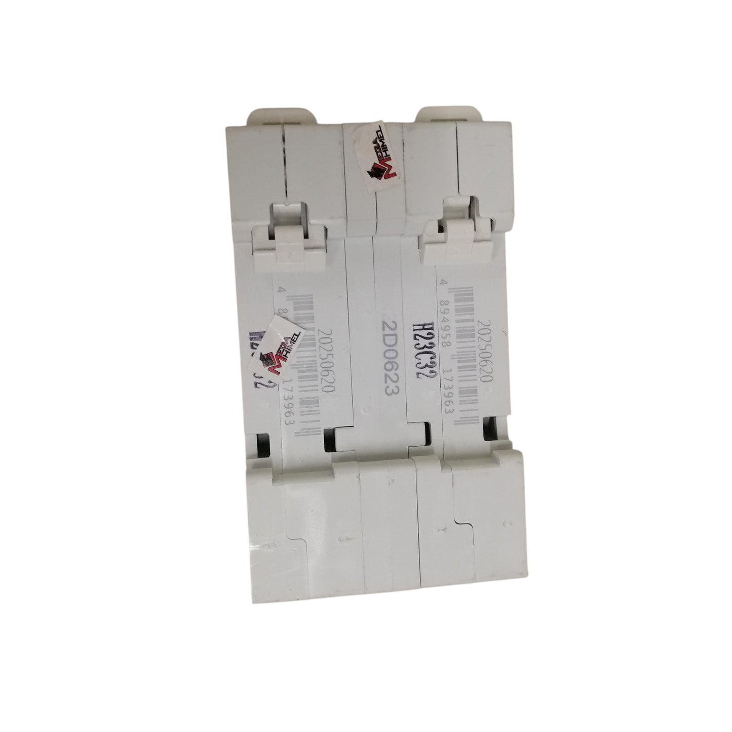 Himel manual transfer switch 32A white dual pole modular circuit breaker with snap on DIN rail mounts