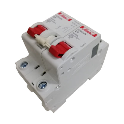 Himel manual transfer switch 6A dual pole white circuit breaker with red toggle handles