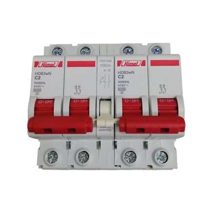 Himel white DIN rail circuit breaker with red toggles MTS Breaker 2A 2Pole for residential protection