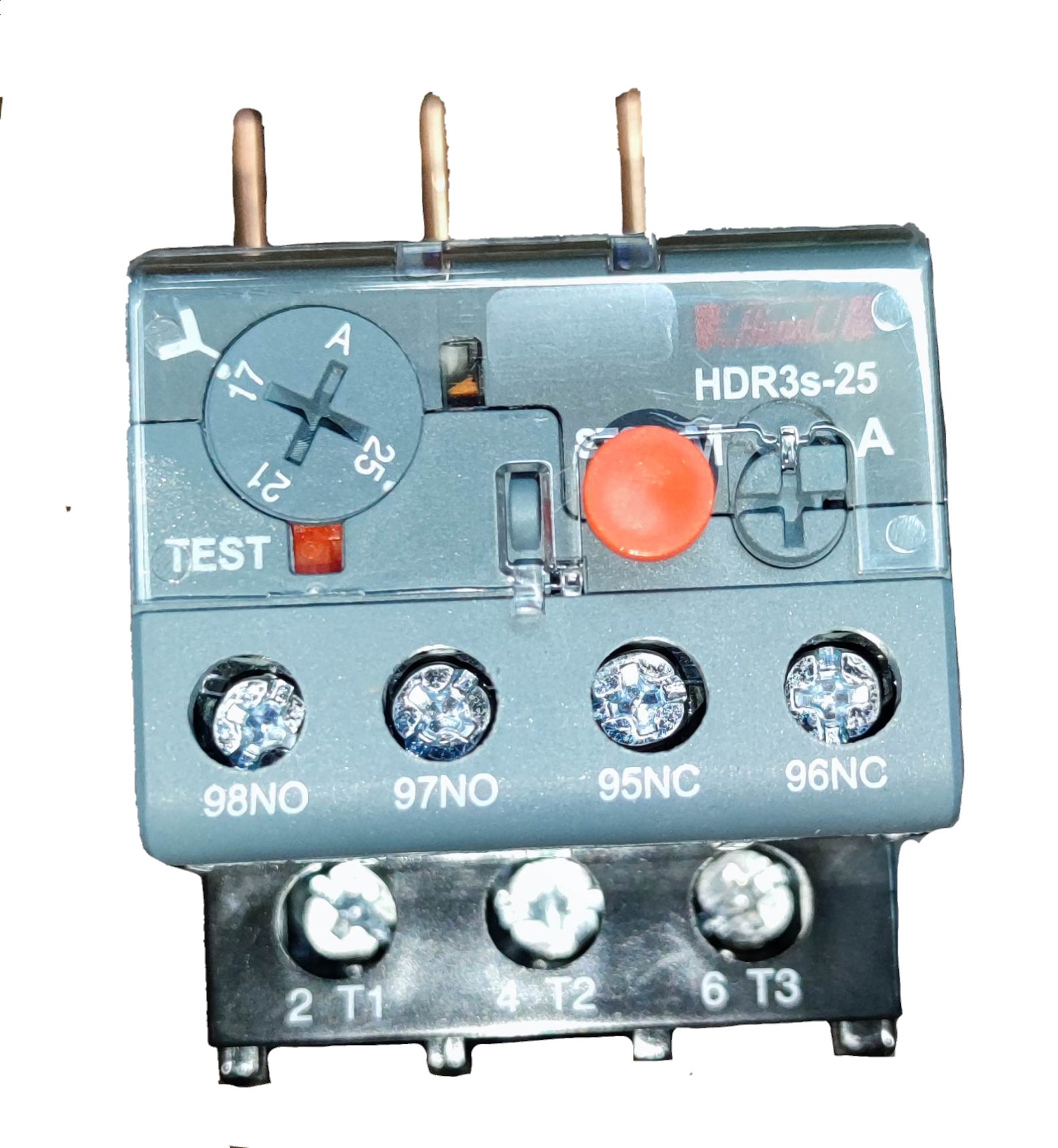Himel Overload Relay 17-25A HDR3s-25 model with test button and adjustable current dial