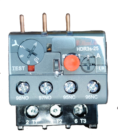 Himel overload relay 7-10A with test button and adjustable settings for motor protection