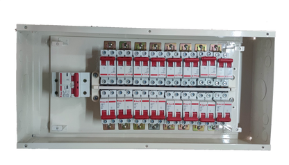 Himel panel board 16 branches electrical circuit board with multiple circuit breakers in white casing