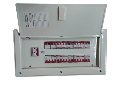 Himel panel board 16 branches electrical circuit breaker panel with white cover open
