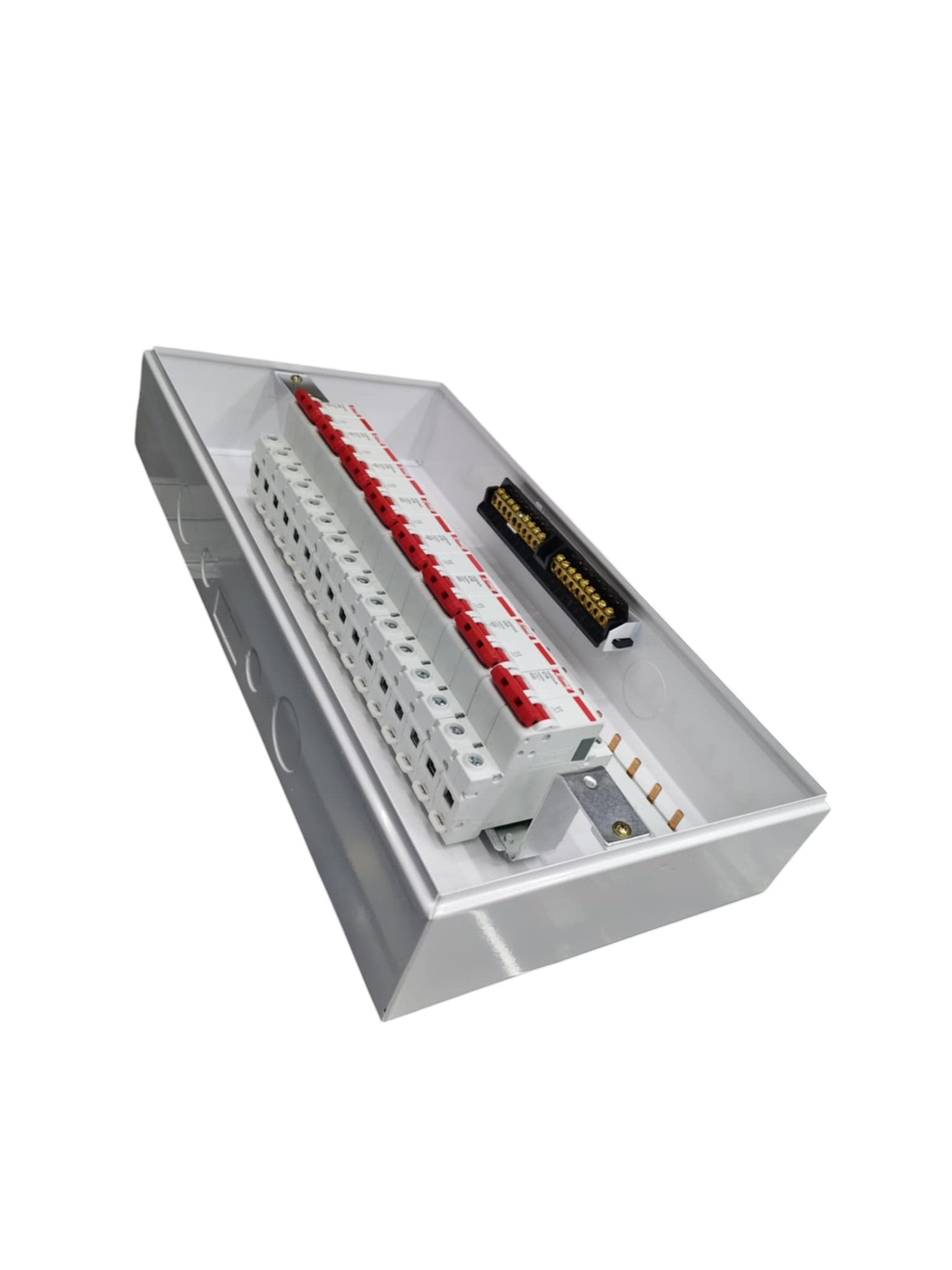 Himel panel board 63A 2 pole electrical panel with multiple circuit breakers in metal enclosure