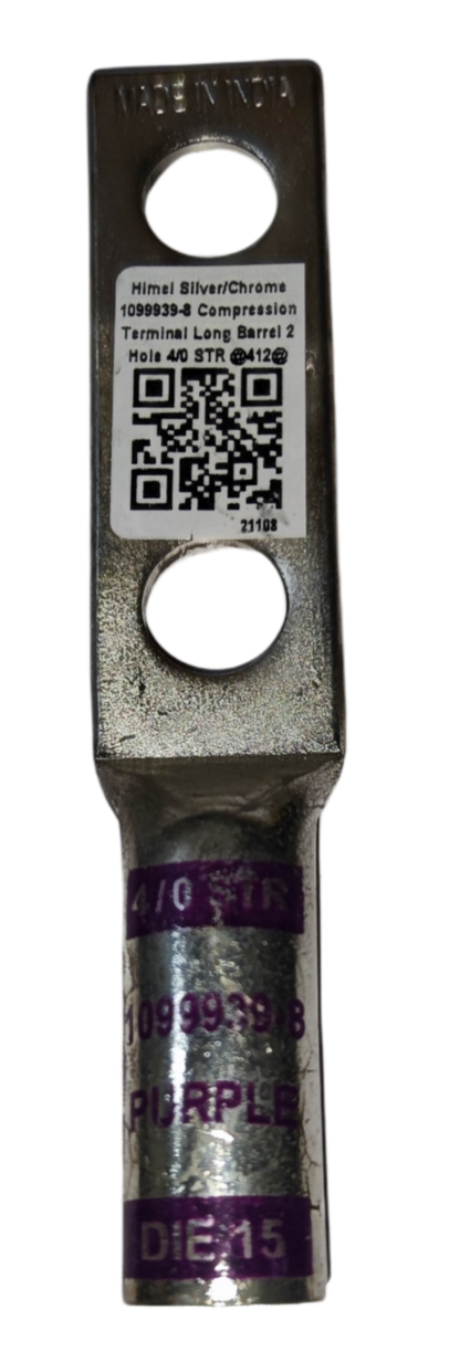 Utilux Terminal Lugs Compression Type Long Barrel electrical connector with silver and chrome finish