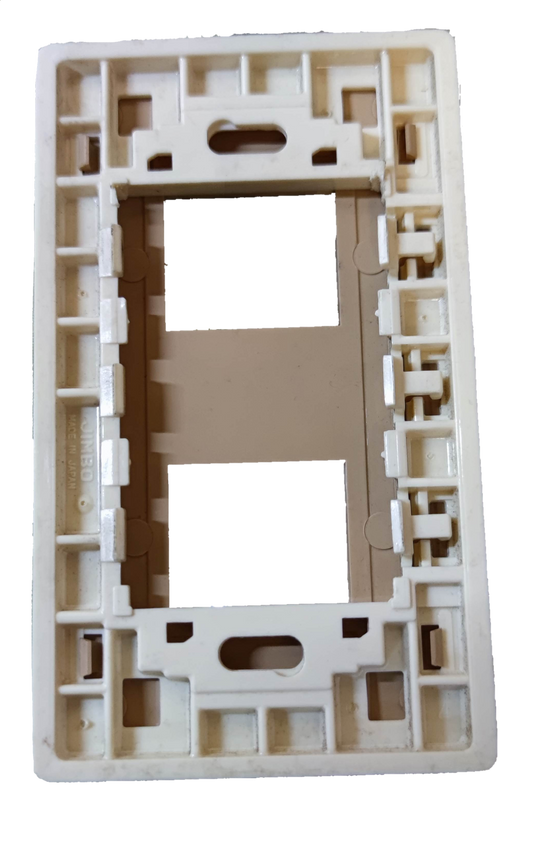 Jimbo white plastic mounting frame for switches with two rectangular openings and inner brackets 2 Gang Plate for Classic Series