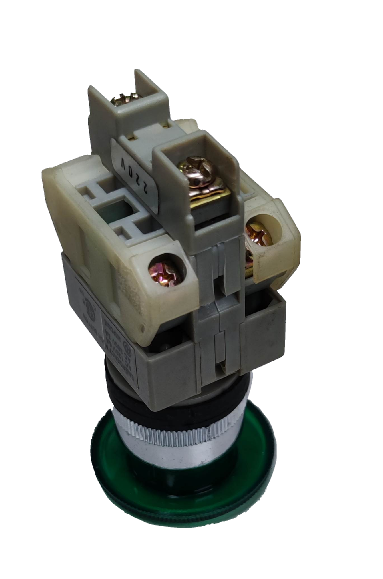 Auspicious illuminated emergency push button switch with green light and metal mounting parts