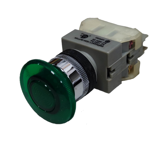 Auspicious illuminated emergency push button switch with green button for power control