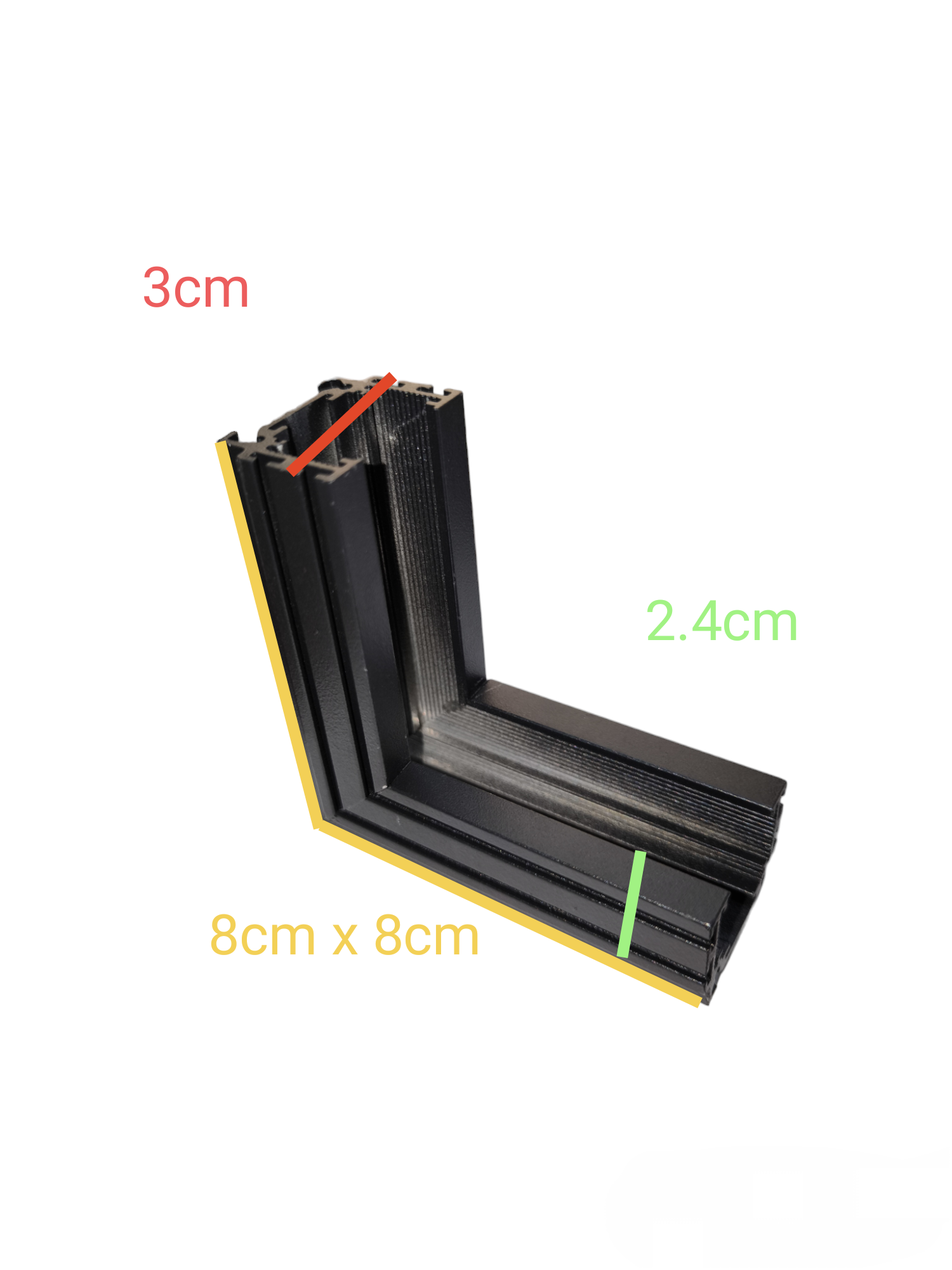 ILLUMIQ TERRA 20 series track light black corner connector for ceiling lights with measurements