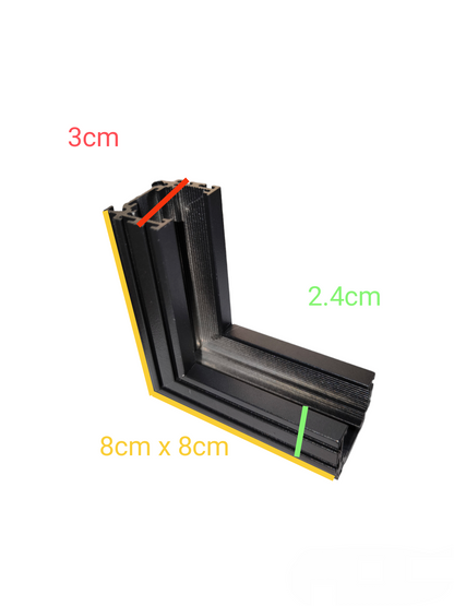 ILLUMIQ TERRA 20 series track light black corner connector for ceiling lights with measurements