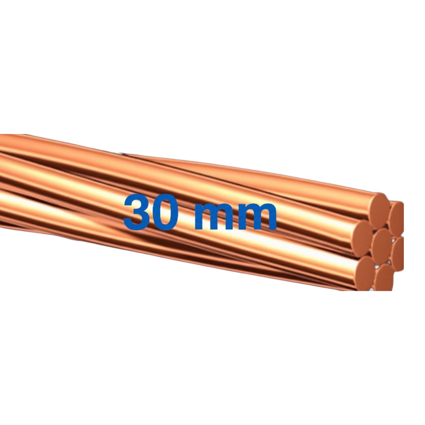 Philflex 30mm Bare Copper Wire Stranded AWG 2/7 1 Meter BC02X