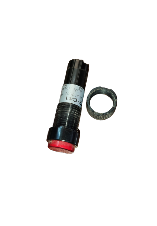 Koino Indicator Push Button Switch 10mm with red button and threaded base for electrical panels