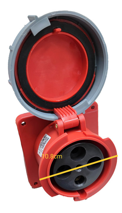 Grippes 3 phase 220V electrical industrial socket red with protective cover open