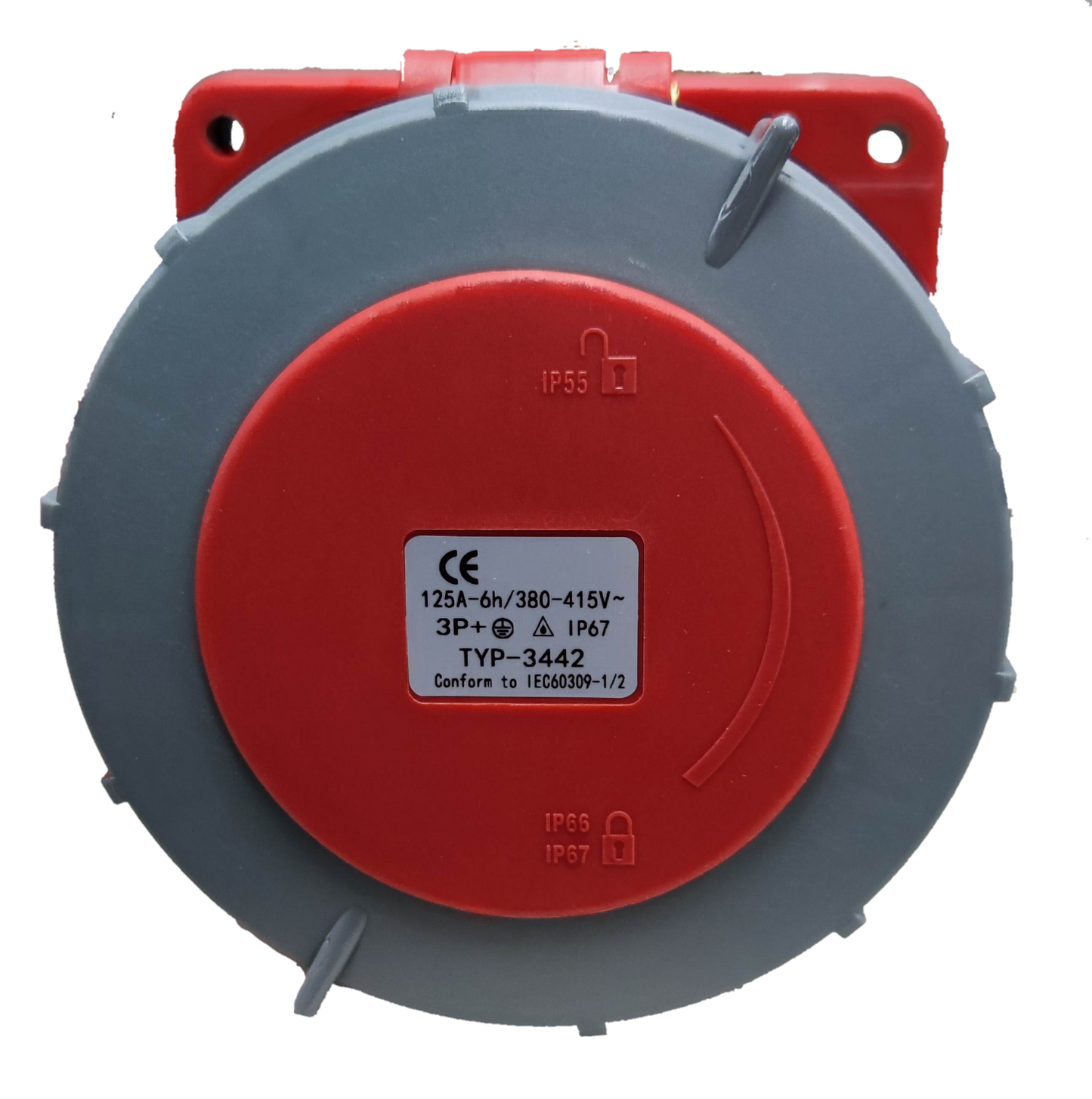 Grippes 3 phase 220V electrical industrial socket with red and gray casing and secure locking cover